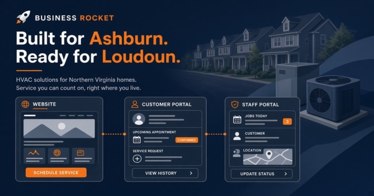 Ashburn Loudoun HVAC website and portal concept without fake business names